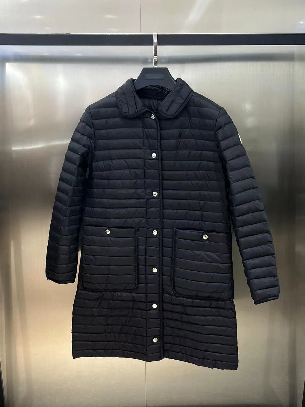 Moncler Women's Long Quilted Button-Front Down Coat