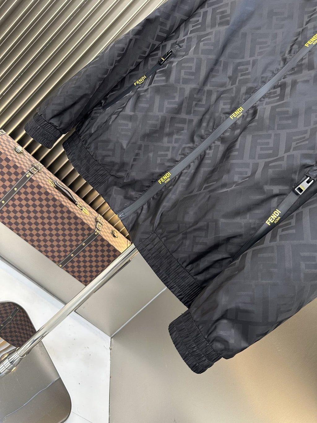 Fendi Tonal Geometric Hooded Full-Zip Jacket