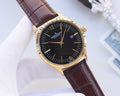 Jaeger-LeCoultre Gold Brown Black Dial Strap Watch