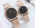 Rose Gold Black Dial Bracelet Couple Watch Set