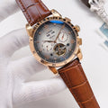 OMEGA Rose Gold Brown Silver Dial Leather Strap Watch